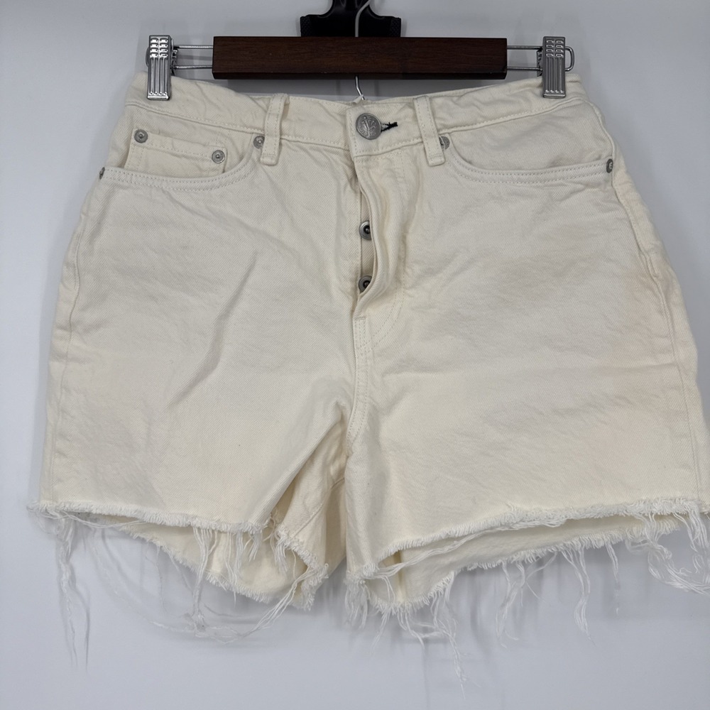 Rag & Bone Maya High Rise Shorty Shorts Women Size 27 White Cut Off Beach Boho